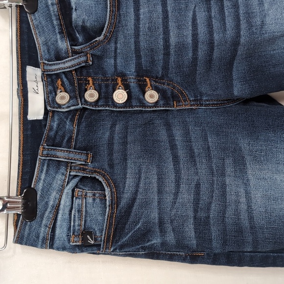 Kancan Dark Wash Faded Button Fly Distressed Ankle Length Jegging Size 5 / 26 - Picture 2 of 5